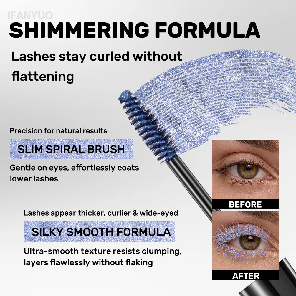 5 Colors Diamond Shimmering Mascara Long Lasting Makeup 3D Volume Eyelashes Curling Glitter Mascara Eye Lash Female Cosmetic Vue