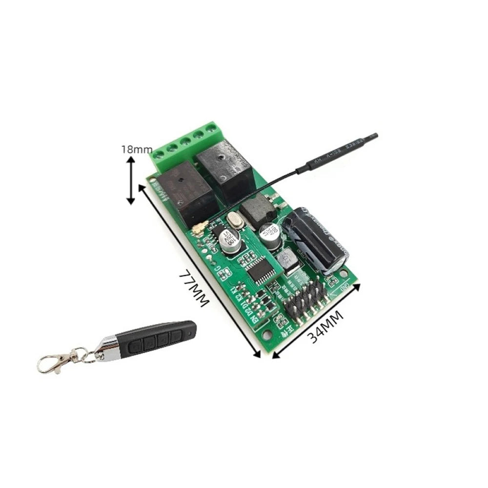 433MHz Wireless Remote Control DC Brushed Motor Driver 5V-60V Forward Reverse Controller Self-locking Jog Mode for Smart Curtain Vue
