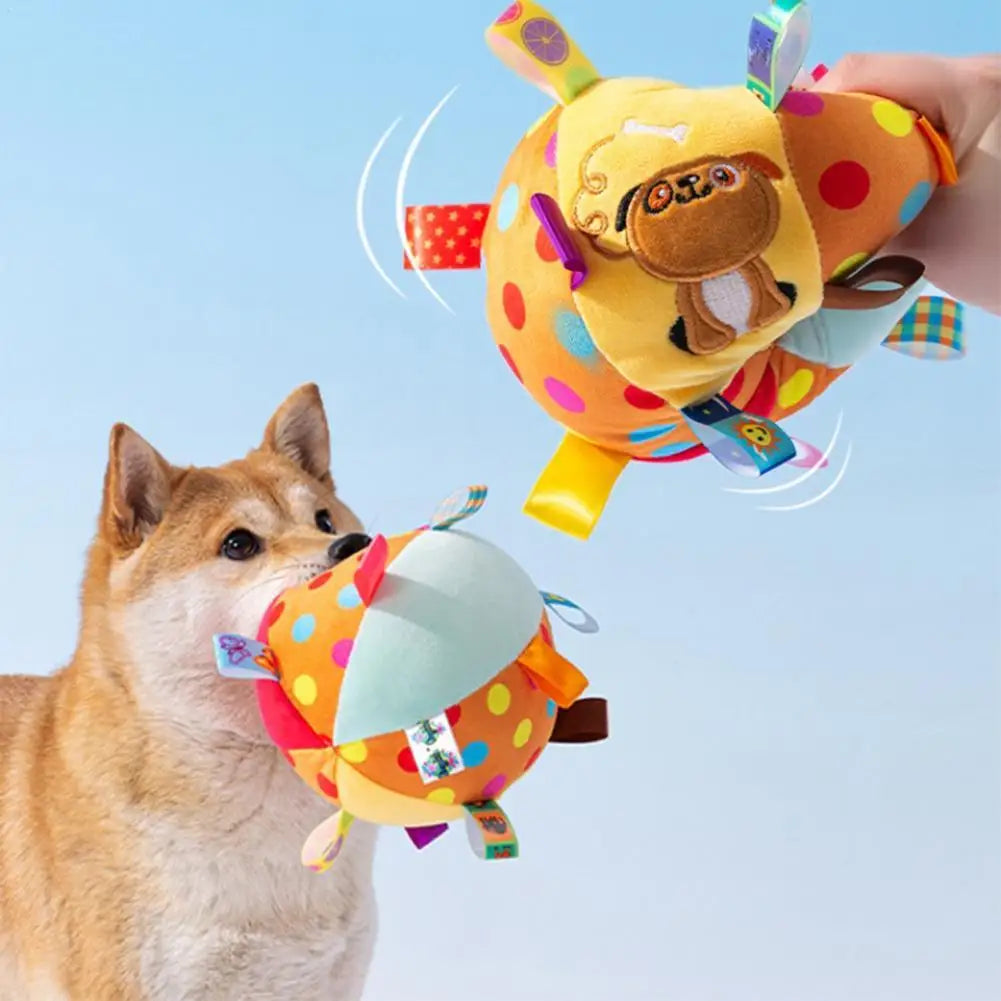 Durable Interactive Dog Toy Ball Plush Training Chew Toy for Large Medium Dogs Bite Resistant with Bells Pet Supplies Vue