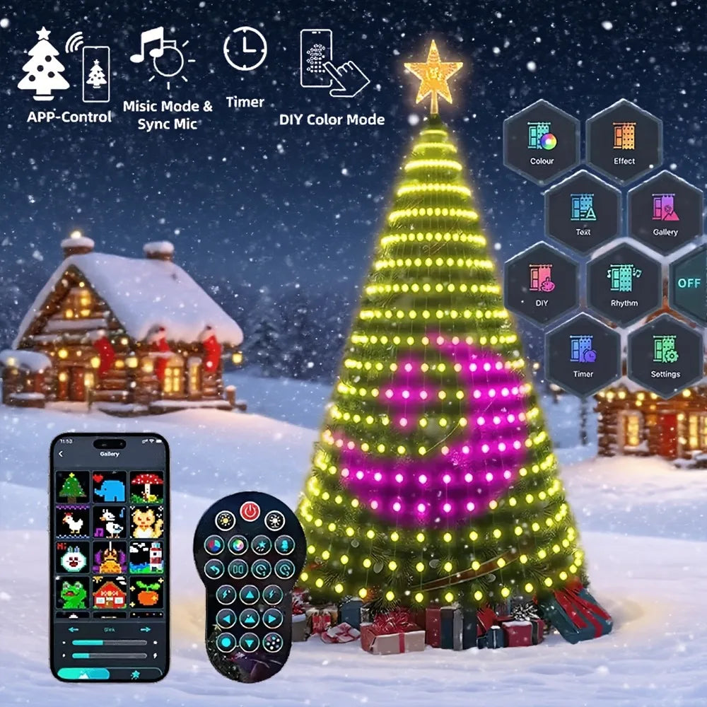 Smart Christmas Tree Light Christmas String Lights APP Remote Control DIY Pattern for Indoor Outdoor Christmas Tree Decorations Vue