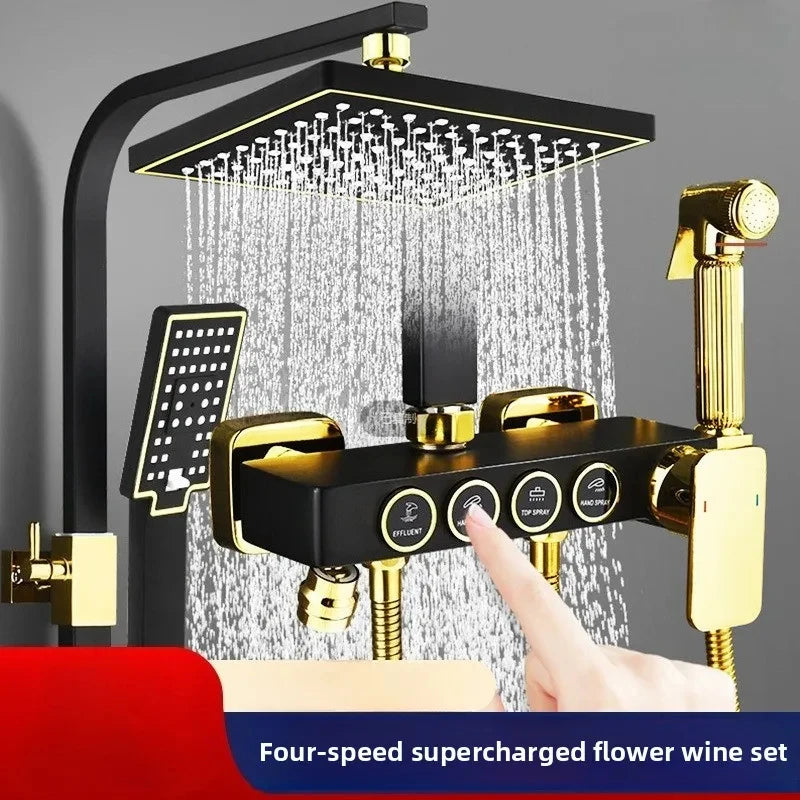 Gun Gray Brass Rain Shower Set – Full Set with Pressure Head Shower Set Vue