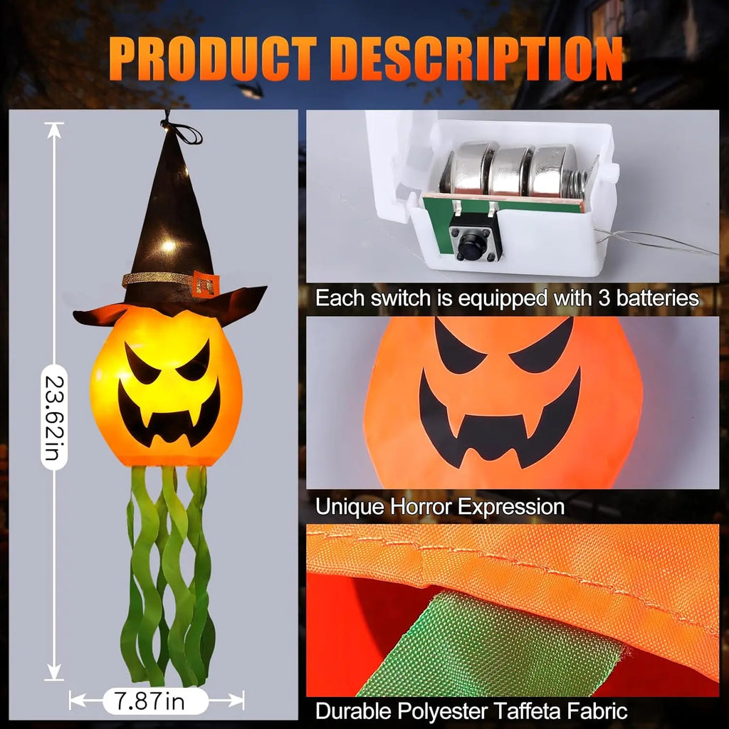 1-10PCS Haunted House Wizard Hat Ghost LED Glow Hanging Ornament for Halloween Party Room Decor Spooky Atmosphere Flashing Light Vue
