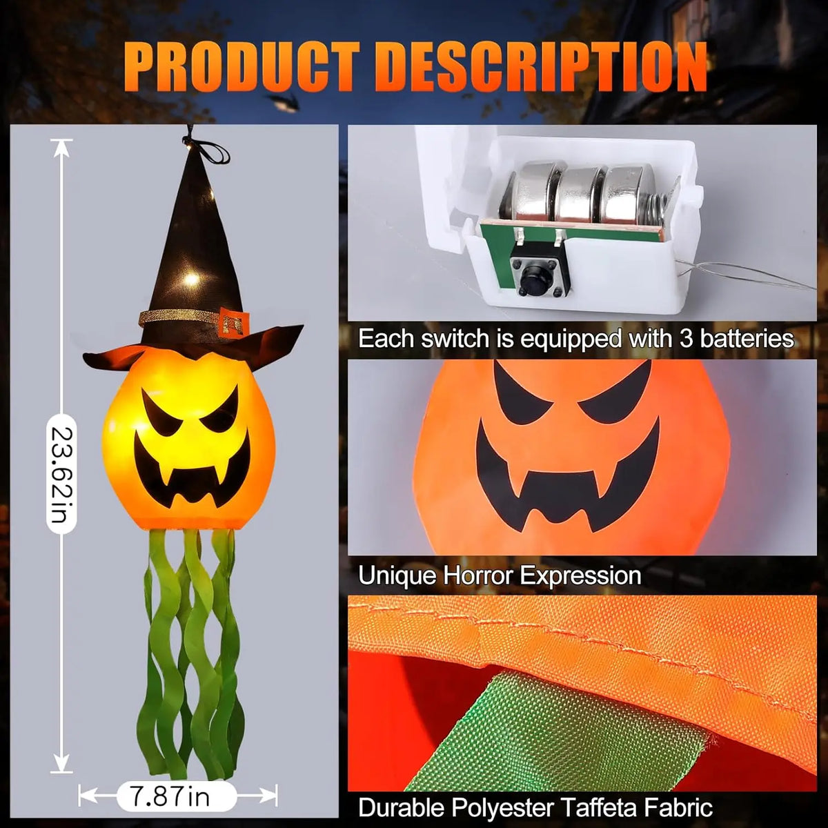 1-10PCS Haunted House Wizard Hat Ghost LED Glow Hanging Ornament for Halloween Party Room Decor Spooky Atmosphere Flashing Light Vue