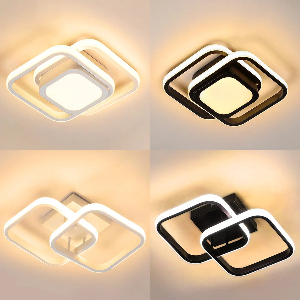 LED Ceiling Lights 2 Rings Design Modern Minimalist Living Room Lamps for Balcony Entrance Staircase Home Decor Multiple Shapes Vue