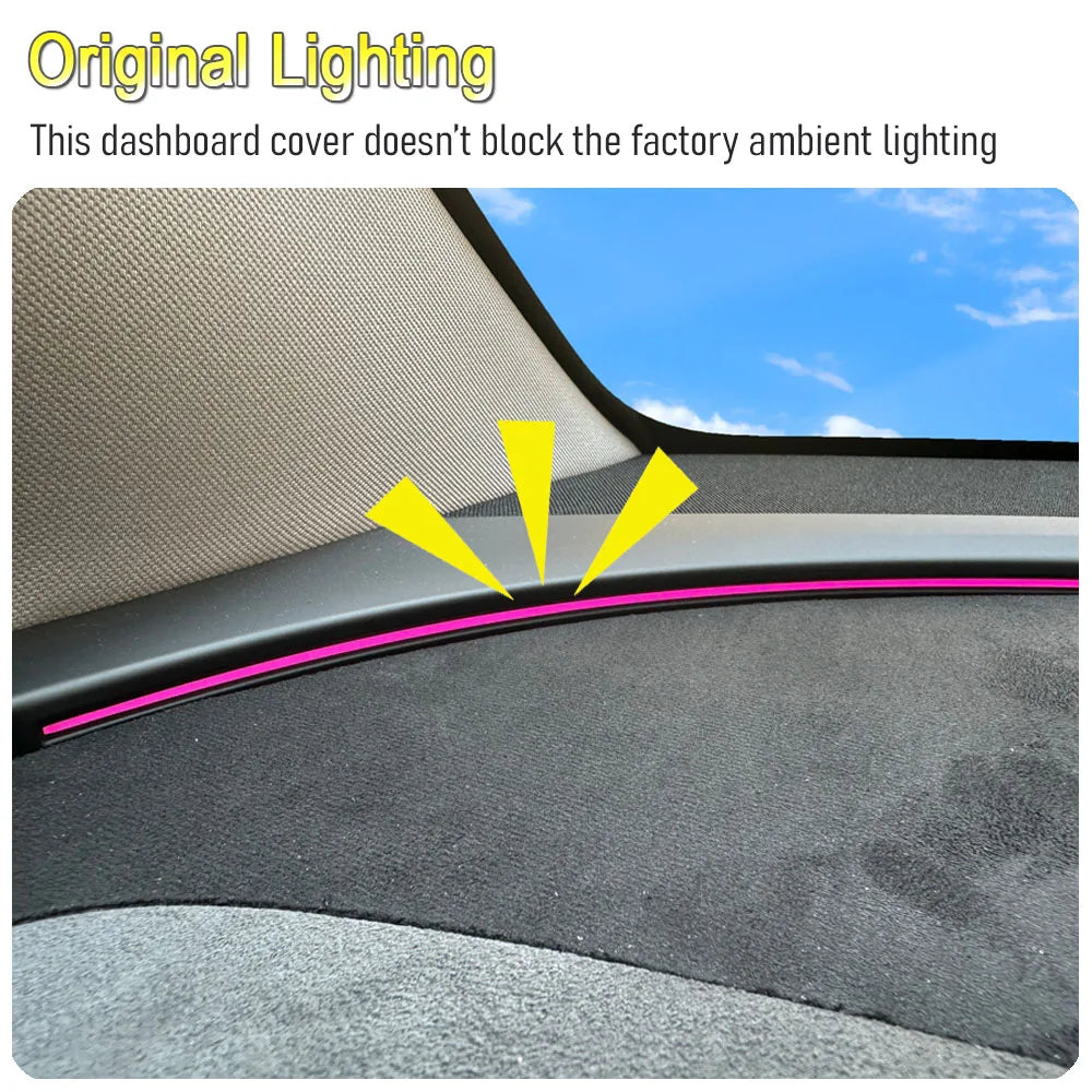 Tesmayx Suede Leather Dashmat Car Dashboard Cover Pad Dash Mat SunShade Carpet Accessories For Tesla Model Y Juniper 2025 2026 Vue