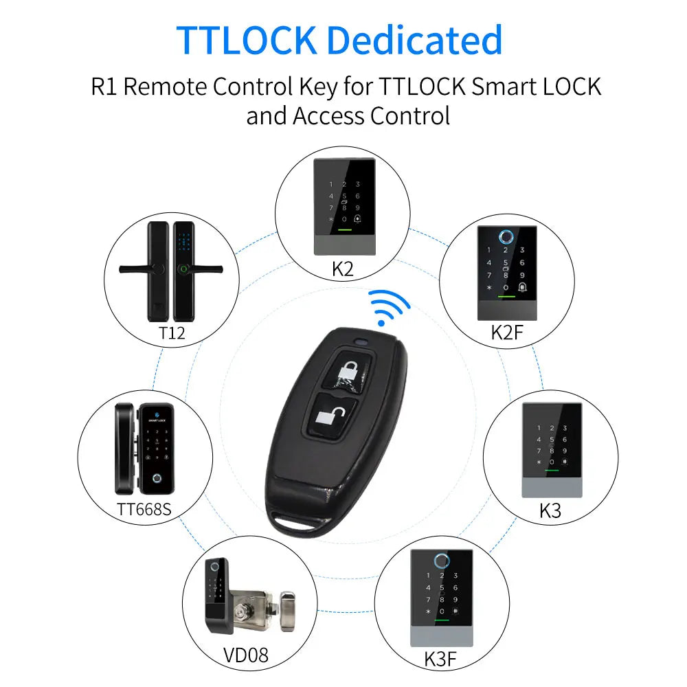 TTlock Key Fob R1 2.4GHz Wireless Remote Control for Smart Lock Door Access Devices with TTLock APP 868mhz Remote Controler Vue
