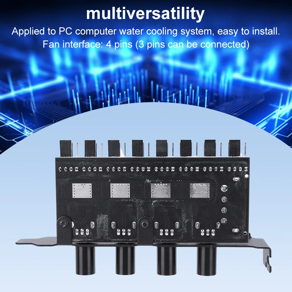 CPU Cooling Fan HUB SATA/4 Pin Adapter 8 Channel PWM Hub Cooling Fan Speed Controller 4 Knob PWM Cooler Fan HUB for CPU Chassis Vue
