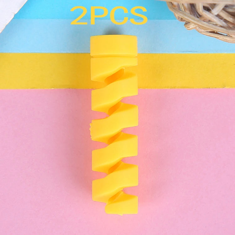 vvocci Charging Data Cable USB Charger ProtectorFor Mouse Earphone Cord Protective Sleeve Holder Ties Management Wire Organize Vue M496 Yellow-2PCS