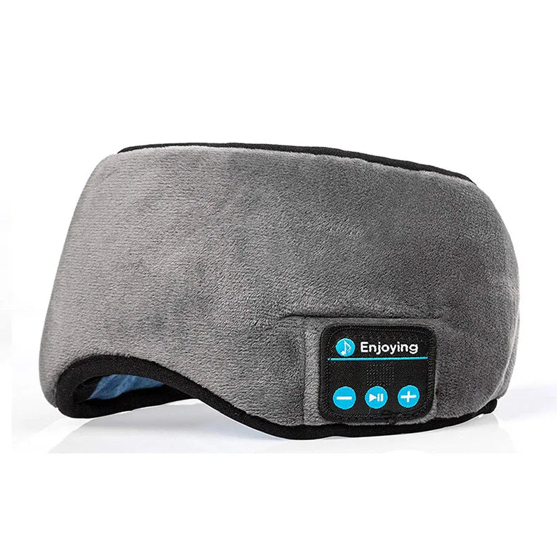 Wireless Bluetooth Sleep Headband 3D Blackout Eye Mask Built-in Stereo Earphones Comfort Headband for Sleeping Travel Night Rest Vue Grey