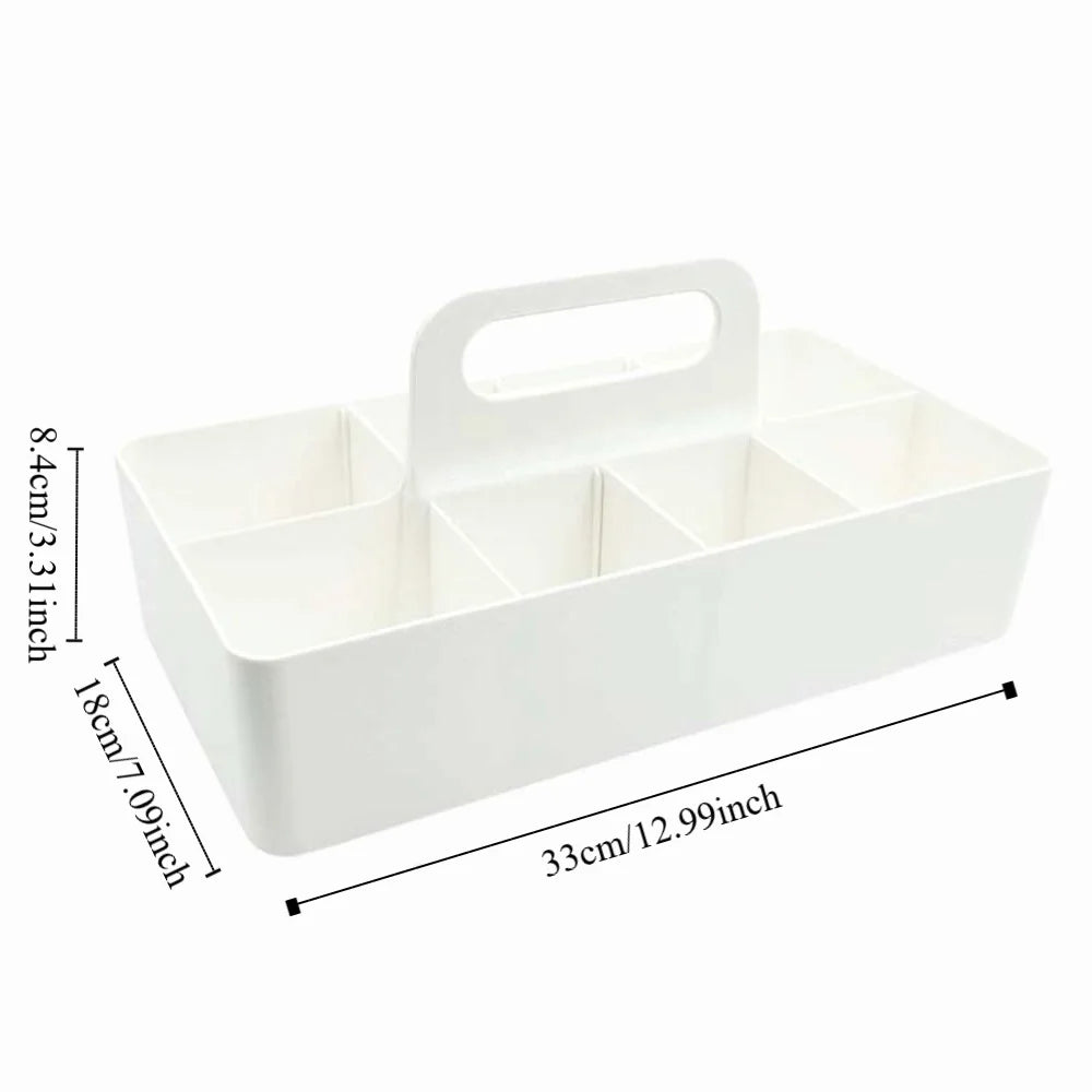 Plastic Portable Storage Organizer Segmented Space Saving Handle Sectional Tray Container Storage Basket Multi-functional Vue