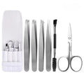 Precision Tweezers 4/6Pcs Tweezers Set Professional Stainless Steel Curved Scissors for Women and Men Eyebrows for Ingrown Hair Vue 6pcs-silver