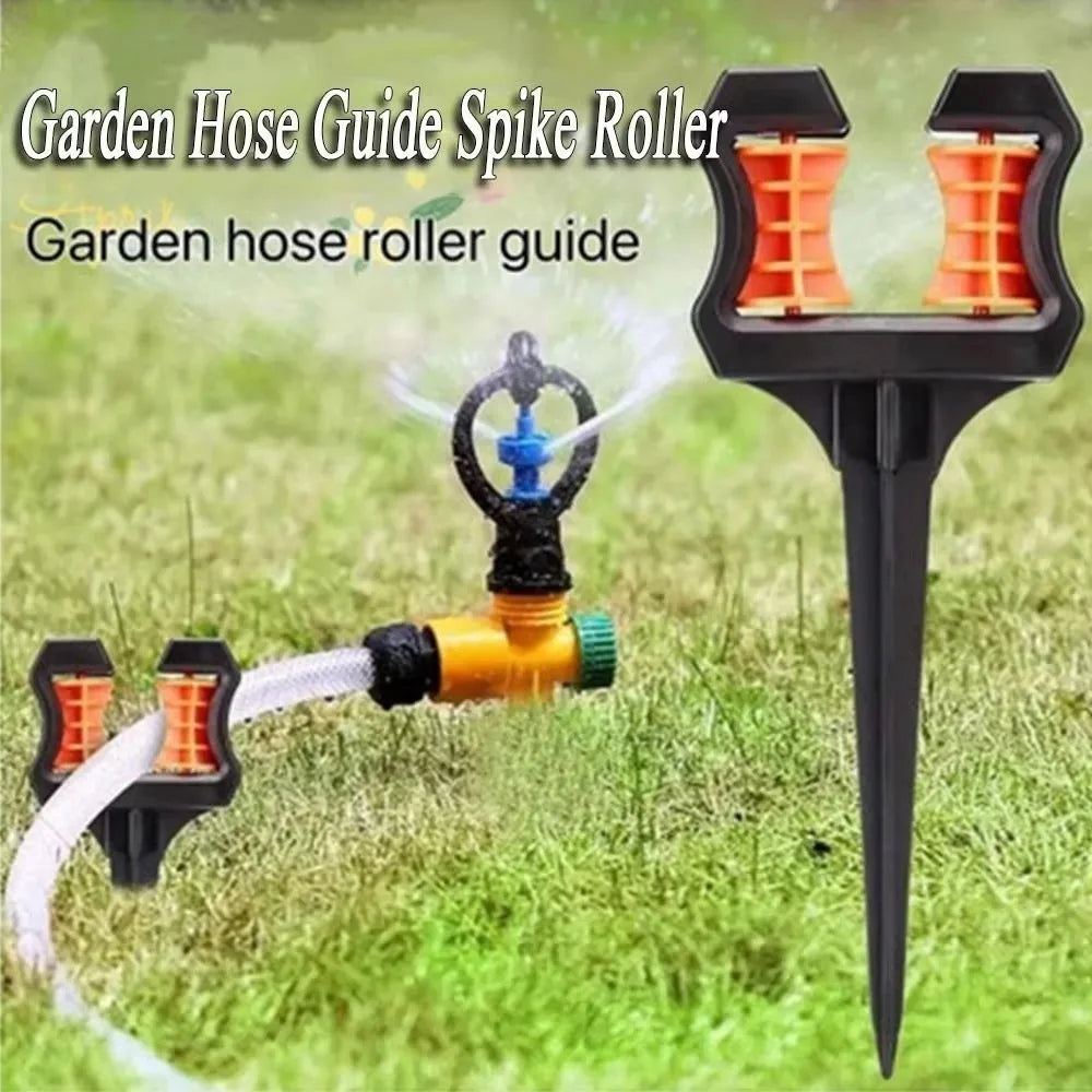 2Pcs Anti-Kink Garden Hose Guide Stake Ground Spike Roller Wheel Water Pipe Guide Heavy Duty Plastic Water Pipe Positioning Tool Vue