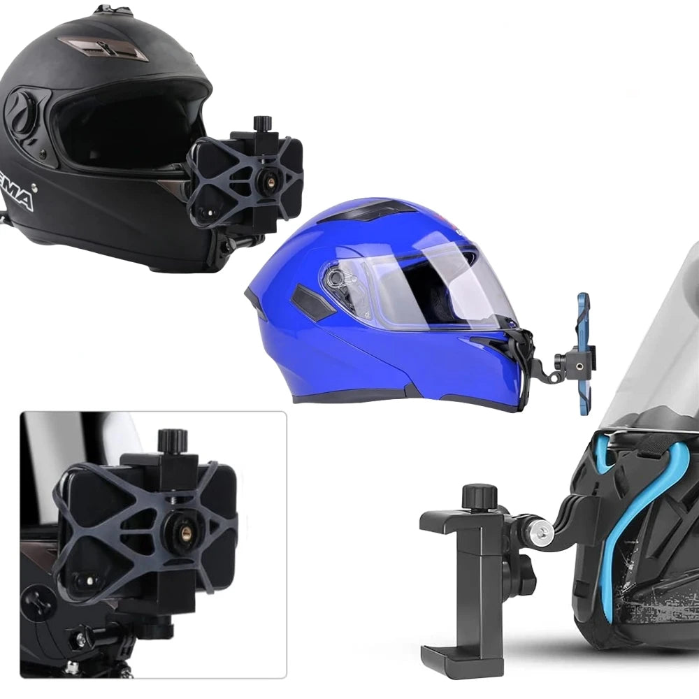 Motorcycle Helmet Phone Stand Mount Holder For GoPro Hero 12 10 9 8 7 Action Sports Camera Holder Motorcycle Camera Mobile Phone Vue