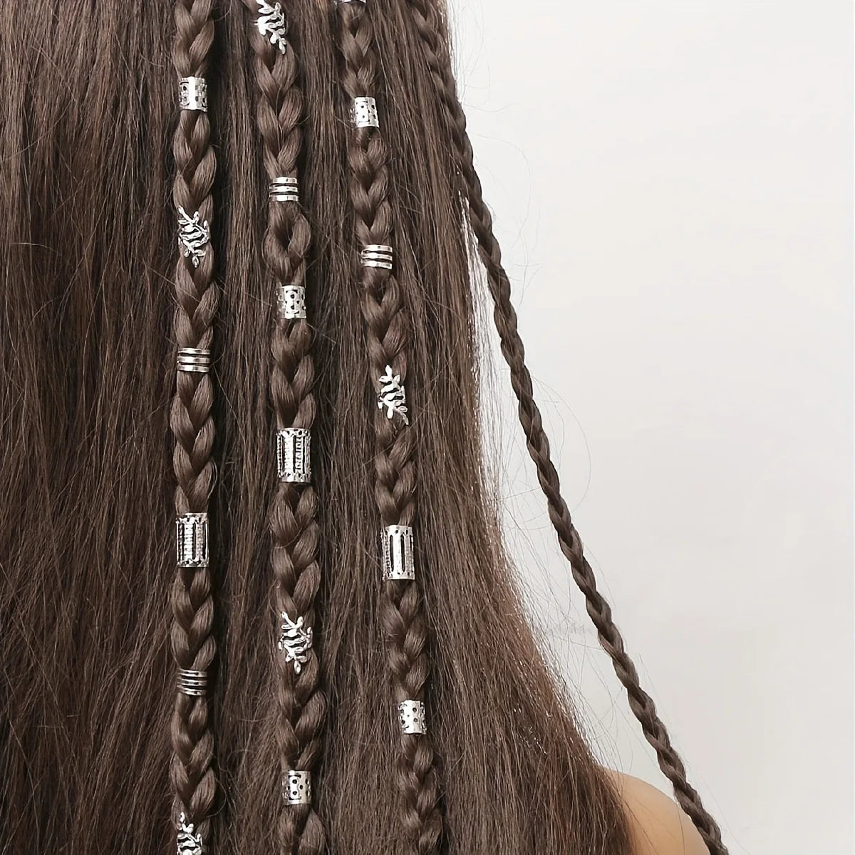 40Pc Mix Hair Braider Metal Hair Rings Beads Cuffs Tubes Charms African Hair Braids Hollow Out Dread Decoration Accessories Gold Vue Silver