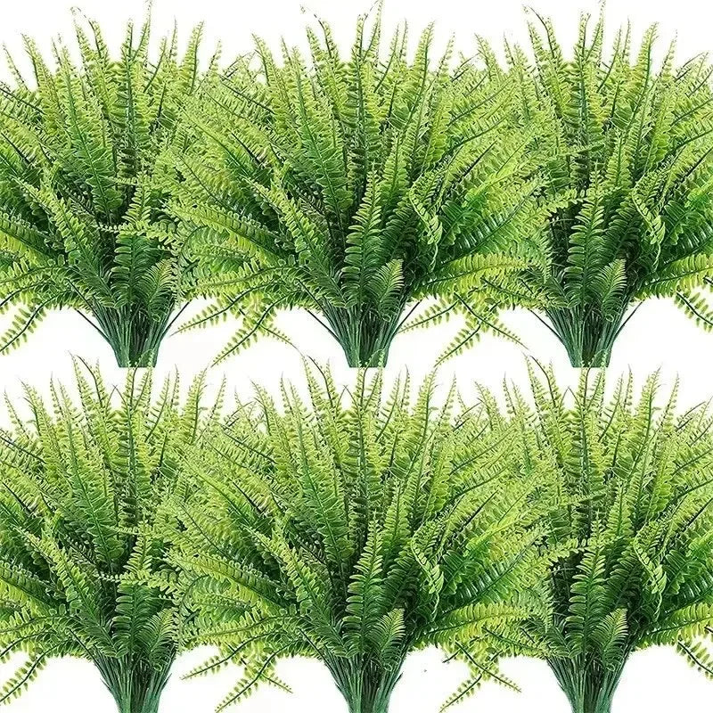 2-32PCS UV Resistant Artificial Boston Fern Plant for Hanging Baskets Wedding Home and Garden Decor Lifelike Fake Fern Vue
