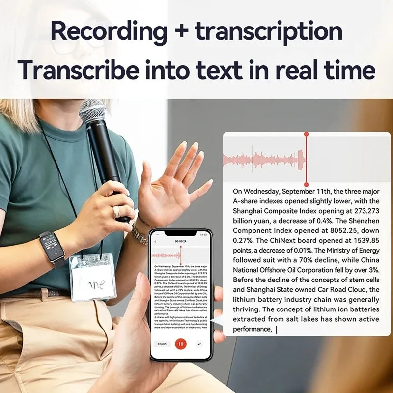 S18A Portable AI Intelligent Voice Recorder Mobile Phone Call Recorder Translation Recording APP Control for Meeting Interview Vue