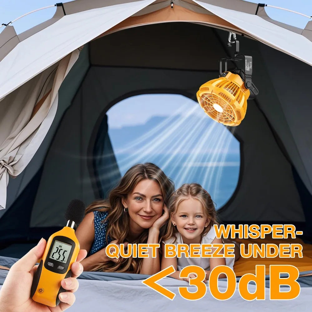 Portable Cordless Fan Rechargeable Camping Fan for Dewalt 20V Batteries with Remote Control Ideal for Maintenance and Job Sites Vue