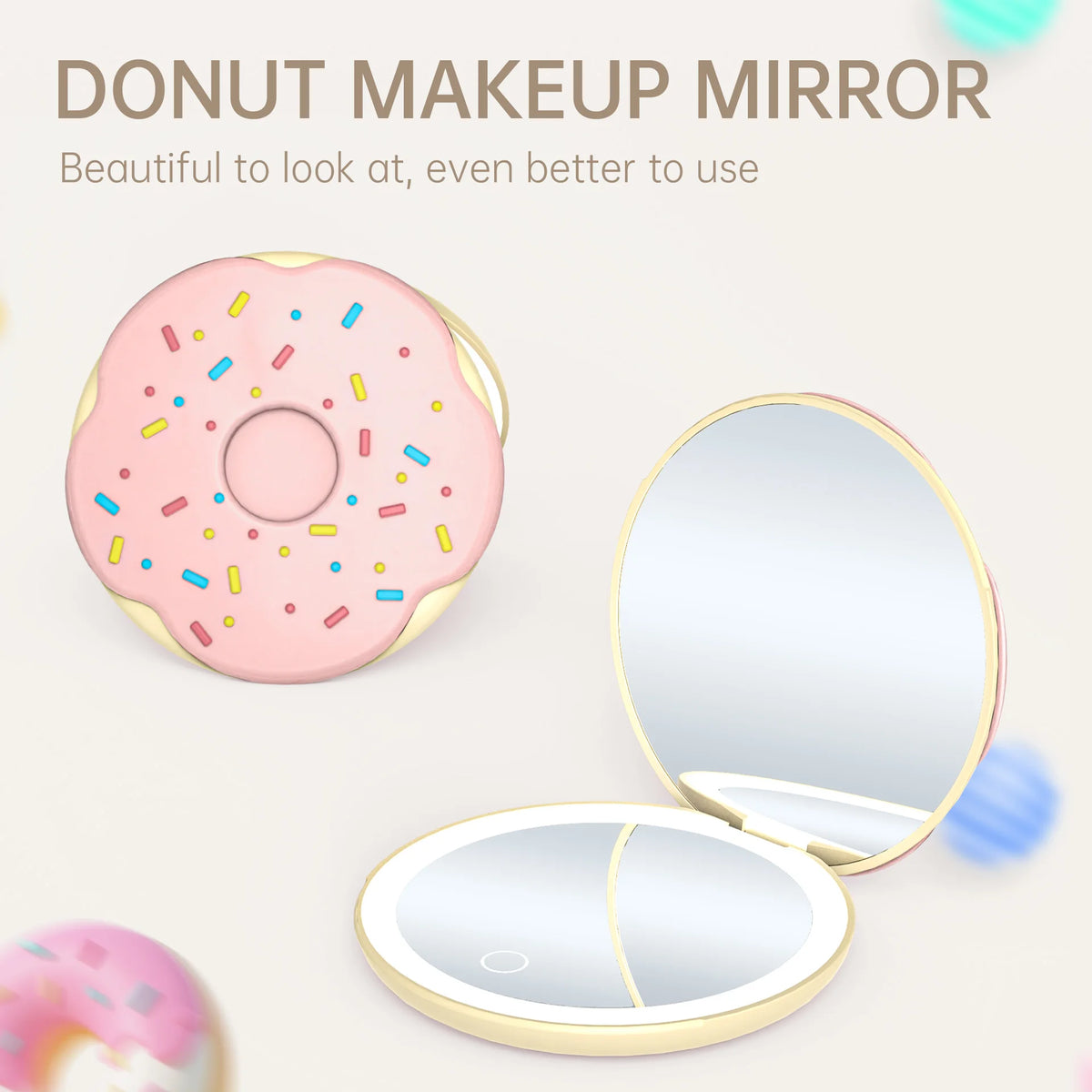 3 Colors LED Lighted Travel Makeup Mirror Foldable Rechargeable Compact Cosmetic Mirror Portable Tools Vue Default Title