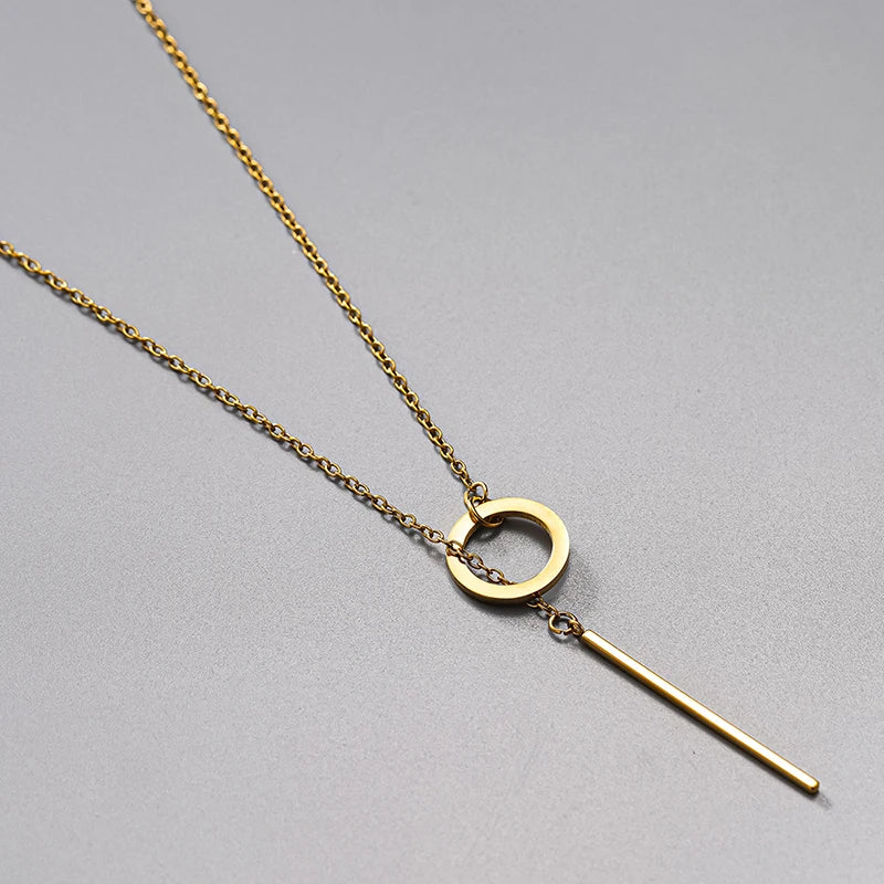 Huitan Irregular Geometric Pendant Necklace | Stainless Steel Pendant Necklace Vue