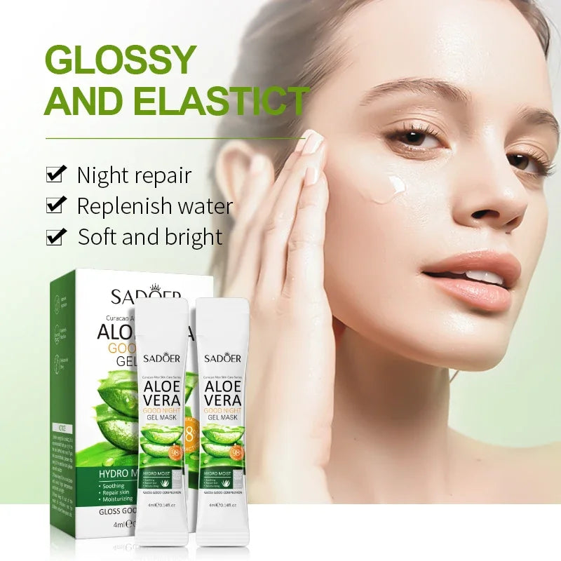 4ml*20 Sticks/Box Sadoer Aloe Vera Good Night Freeze Mask, Sleep Mask, Night Facial Care, Soothes, Moisturizes, and Nourishes the Skin Vue