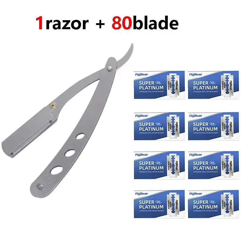 Professional Manual Shaver Barber Razor Edge Stainless Steel Shaver Shave With Blade Men Straight Folding Shaving Vue M291 1razor 80 blade
