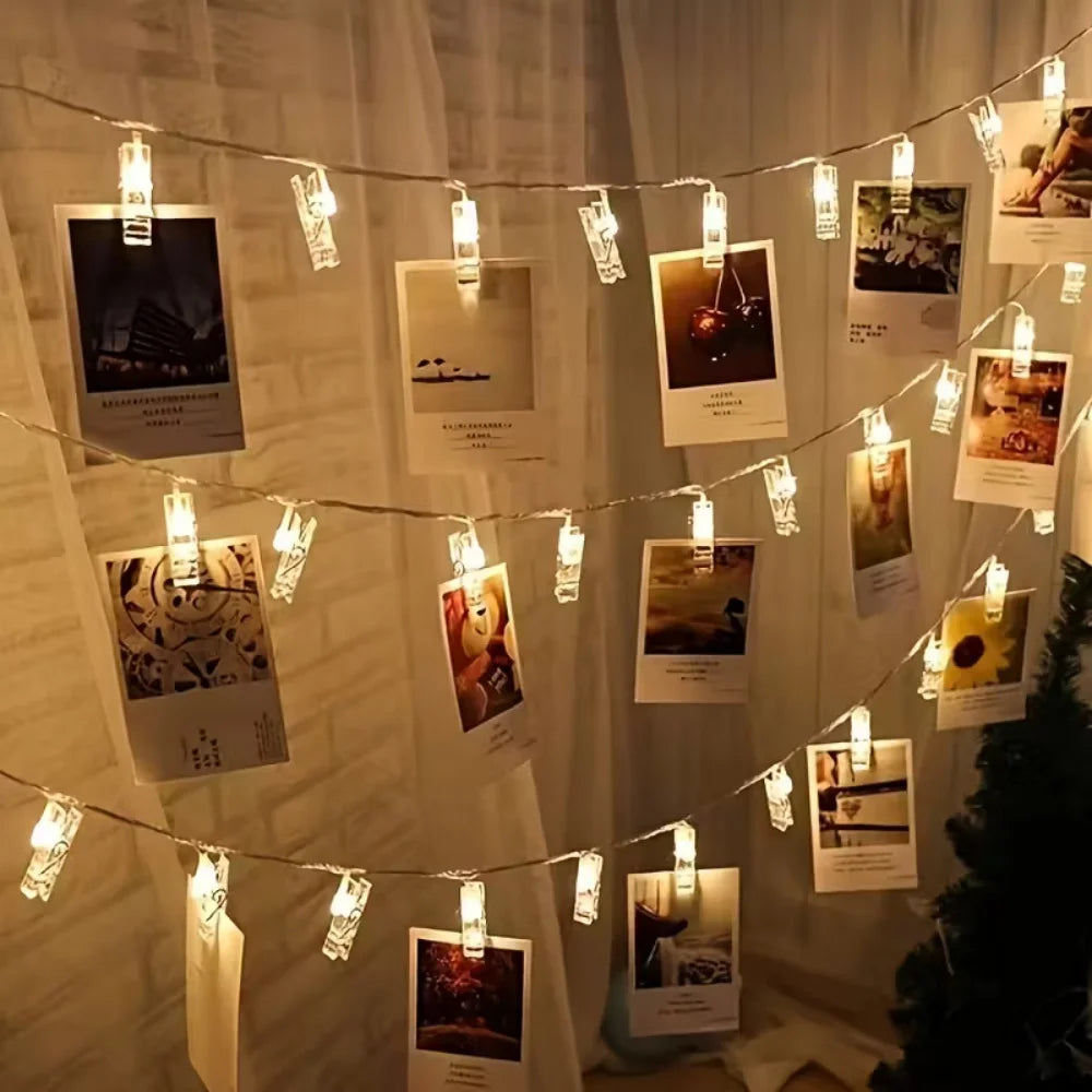 1PC 1.5M/3M Battery Powered Photo Clip Indoor Light String, Used for Commemorative Days, Festivals, Picture Display, Party Vue