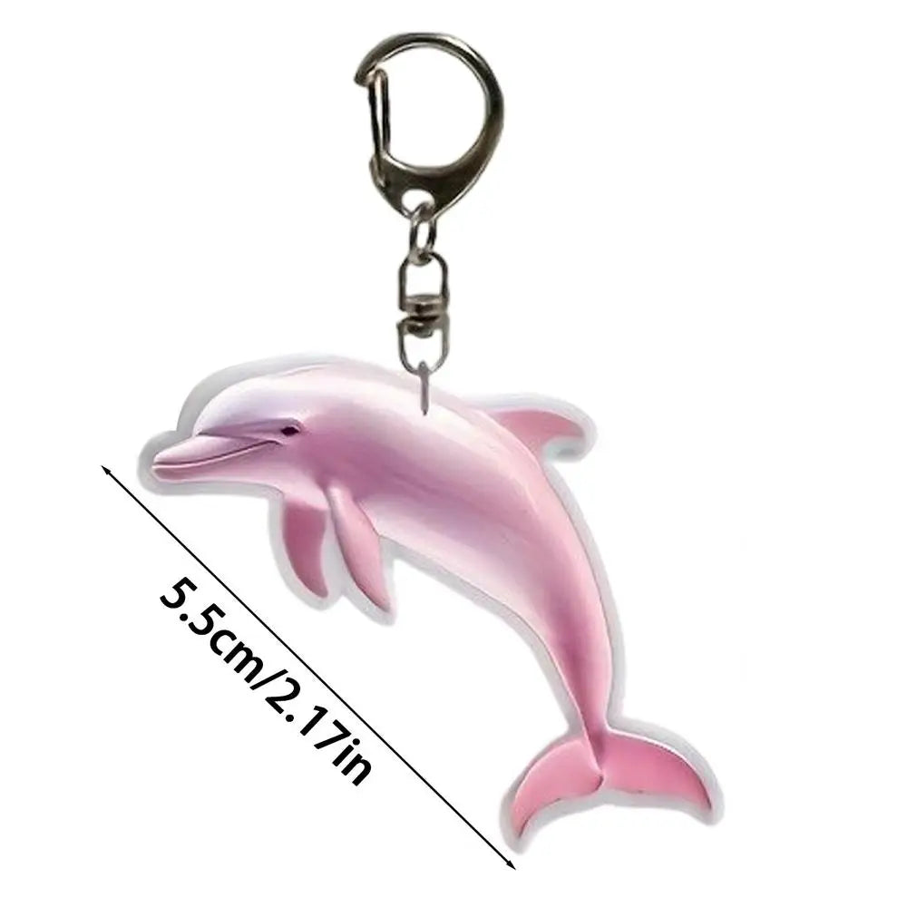 Cartoon Dolphin Key Chain, 2D Flat Acrylic Bag Charm, Cute Backpack Pendant Decor for Women Men Boys Girls School Travel Office Vue A