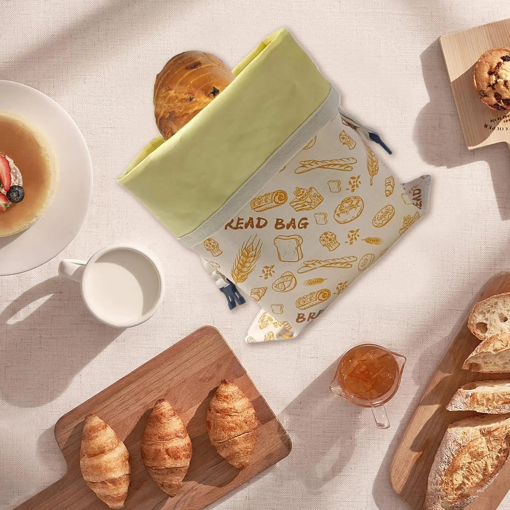 Reusable Beeswax Food Storage Bags Large Size 30x39cm Breathable Bread Loaf Pouch Portable Organizer for Bakery Sandwich Kitchen Vue