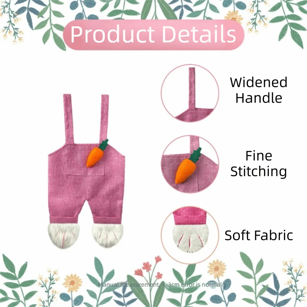 Cute Design Rabbit Storage Bag Shaped Storage Bunny Design Bunny Candy Present Bag Overalls Shape Party Favor Easter Candy Bag Vue
