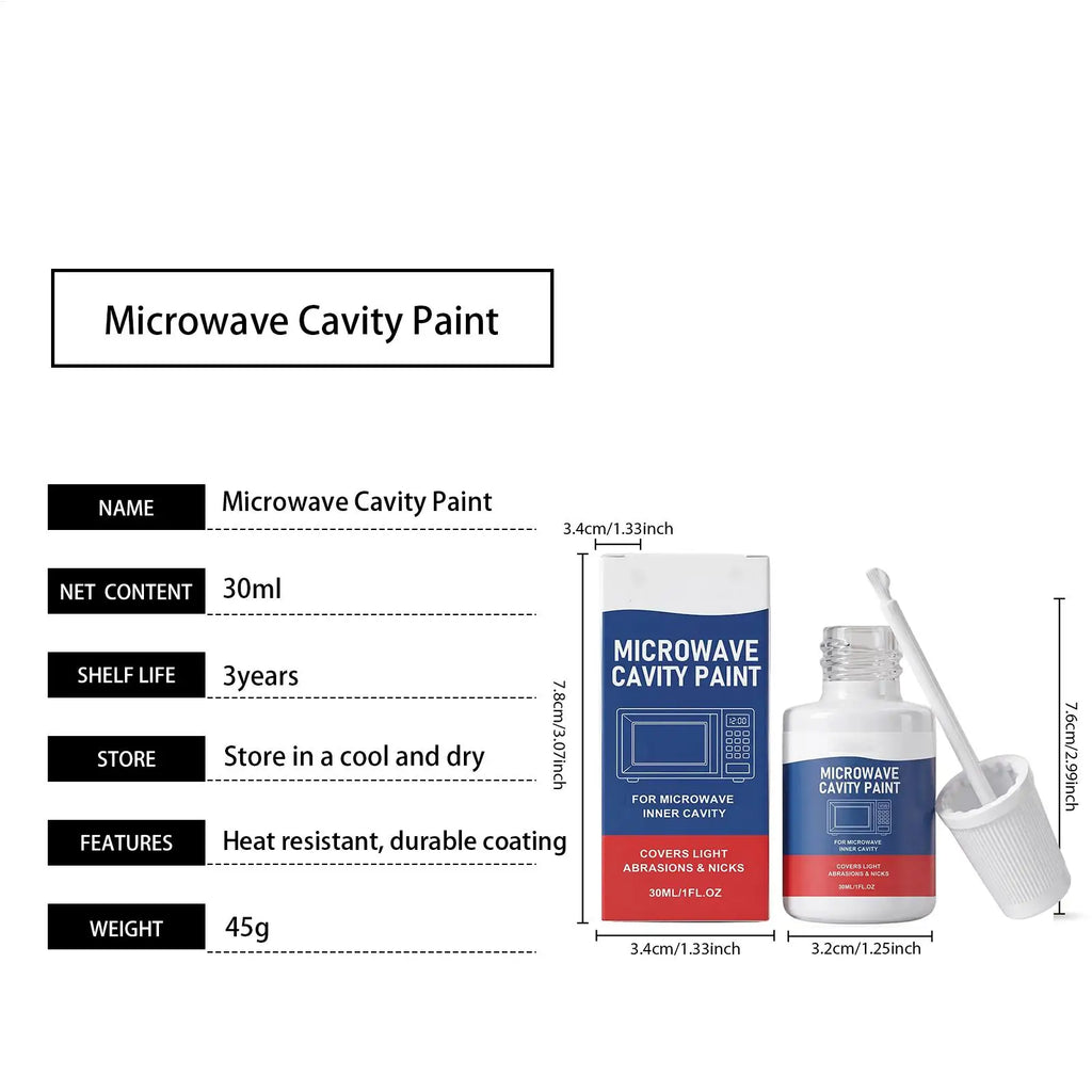 30ml Microwave Refinishing Paint W/Brush, Touch-Up Coating For Appliance Scratches, Durable White Paint For Home Kitchen Office Vue