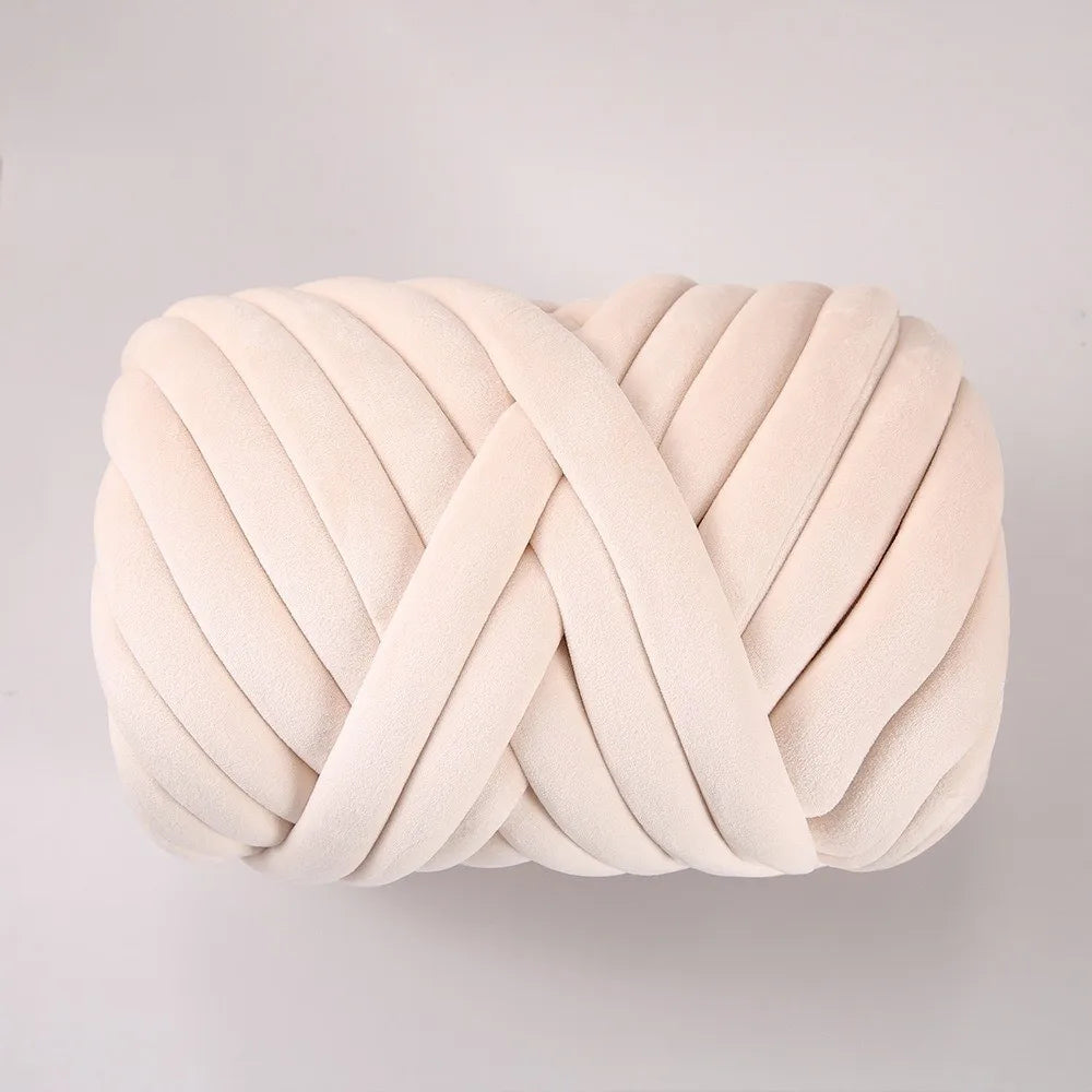 Bulky Diameter 3cm Thick Finger Loop Yarn Velvet 500g/Roll Chunky Yarn Hand Knitting Hand Woven Finger Circle Yarn Carpets Vue Beige