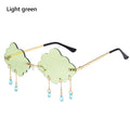 Men Women Shades UV400 Rimless Sunglasses Disco Glasses Clouds Tassel