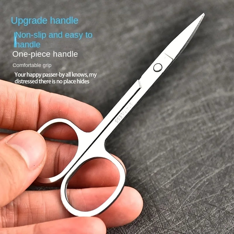 Stainless Steel Sharp Multi-Functional Scissors, Safety Anti-Scratch Round-Tip Nose Hair Scissors, Curved Beauty Eyebrow Groomin Vue