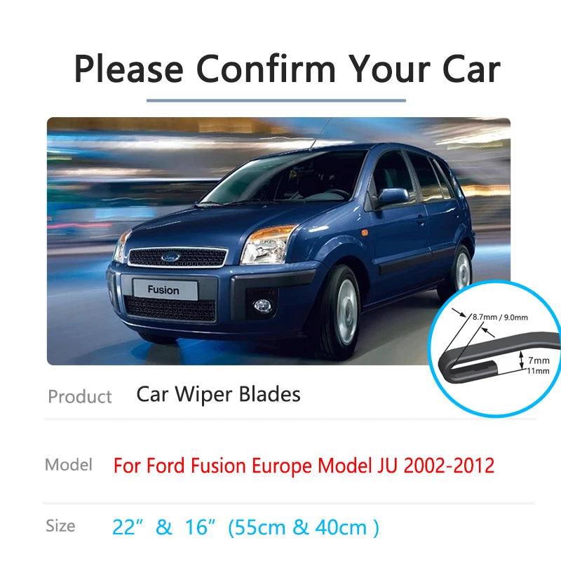 Ford Fusion Europe JU 2002–2012 Beam Front Wiper Blades LHD RHD Front Wiper Blades Vue