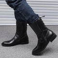 Men's High Top Ankle Boots | Korean Fashion PU Leather Zip Men's Ankle Boots Vue black 38 China Mainland