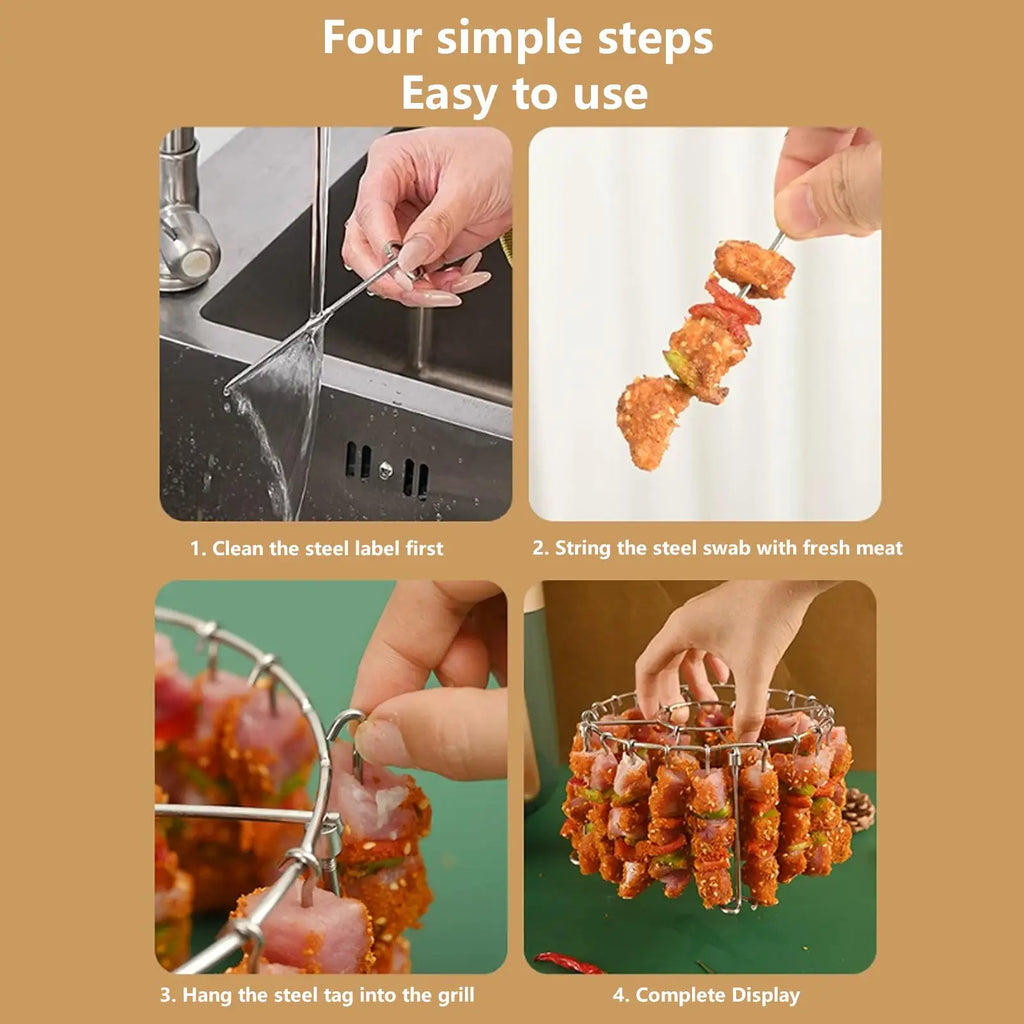 Stainless Steel Air Fryer Rack, Non-Stick Detachable Round Grilling Stand, Heat-Resistant Cooking Grate for Meat & Vegetables Vue