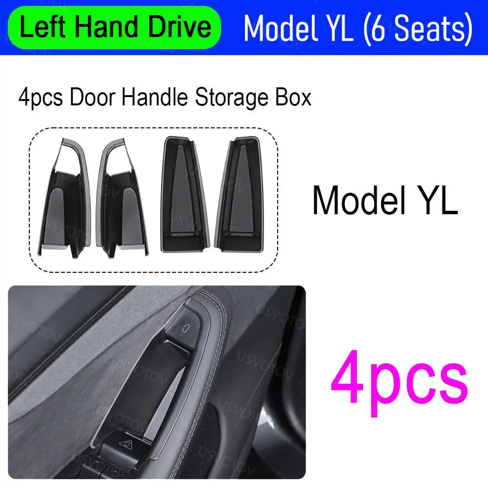 For 2026 2025 Tesla Model Y Juniper Model 3 YL Door Handle Storage Box Interior Accessories Door Handle Organizer Phone Holder Vue 4pcs Model YL