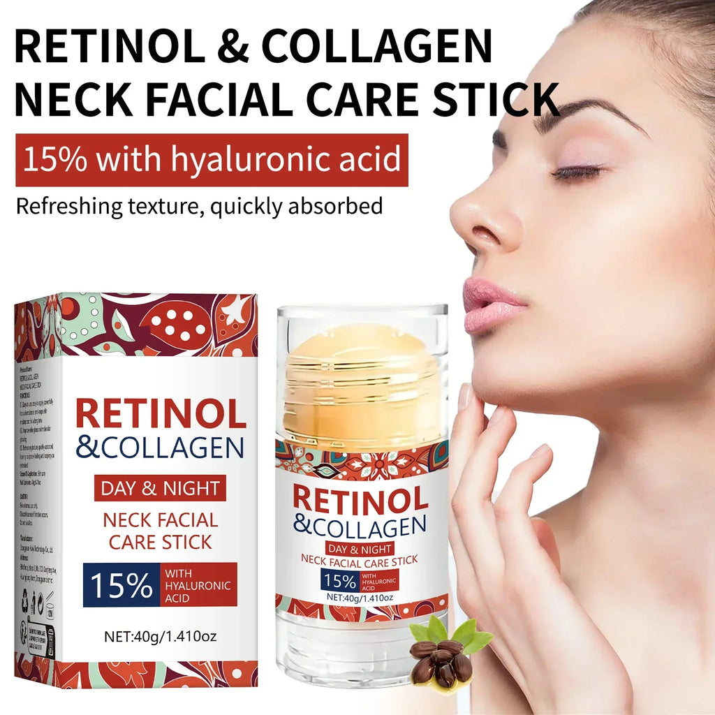 Retinol & Collagen Facial Care Stick - 40g, Day & Night Use, Non-Greasy & Moisturizing Neck Facial Care Stick Vue 40g