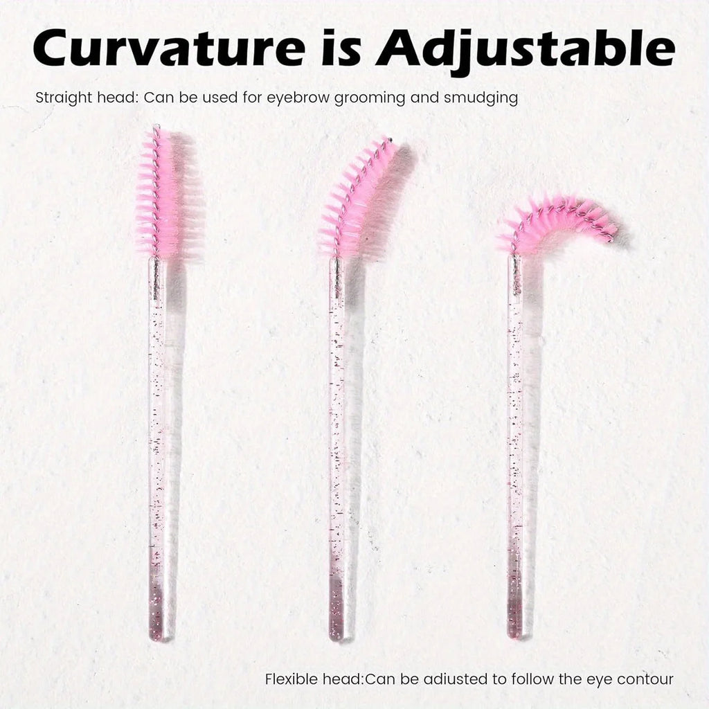 300pcs Disposable Eyelash Brushes Pink & Black-Professional Spoolie Wands for Lash Extensions | Salon Supply Eyelash Applicators Vue