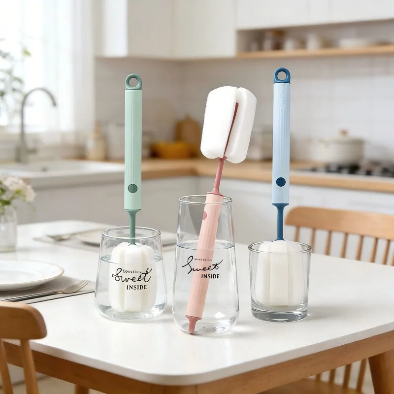 vvocci 360Degree Rotation Baby Pacifier Cup Nipple Silicone Bottle Brush Handheld Soft Head Food Grade Watering Cleaning Brushes Vue