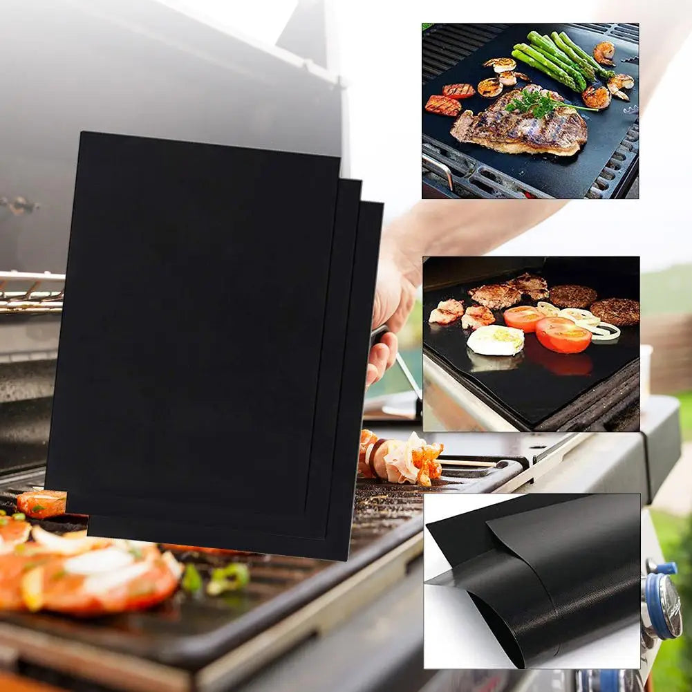 Reusable Non-Stick BBQ Grill Mats & Oven Liners Set BBQ Grill Mat Vue