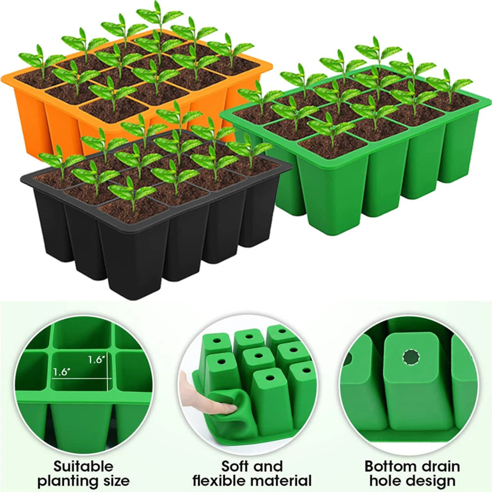 12-Cell Silicone Seed Starter Tray – Reusable Propagation Tray Seed Starter Tray Vue