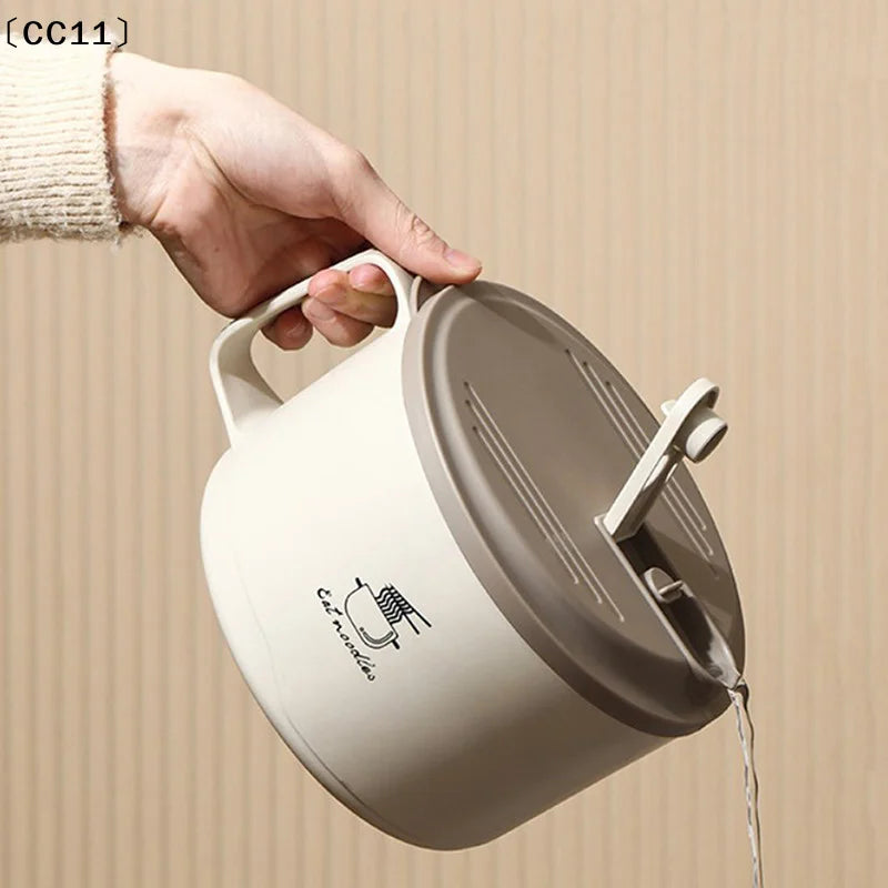 304 Stainless Steel Foam Bowl Large Capacity Double-Layer Anti-Scald Lunch Box With Tableware/Lid Can Drain Ramen Bowl〔CC11〕 Vue