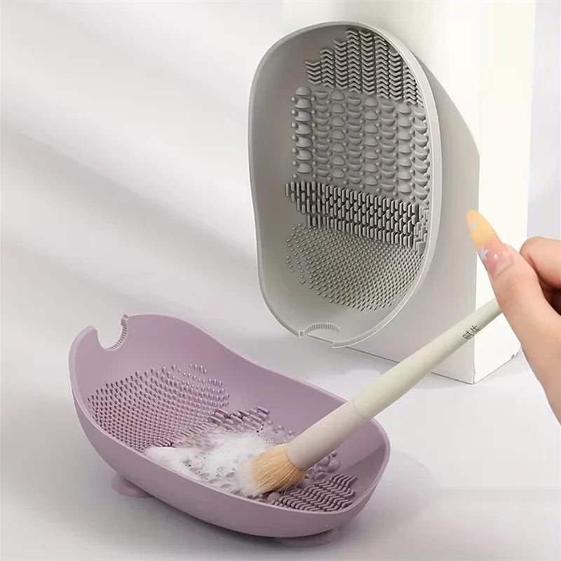 Silicone Makeup Brush Cleaning Bowl with Suction Cup Base & Non-Slip Grip Powder Puff Cleaning Bowl Cosmetic Tool Cleaning Tools Vue