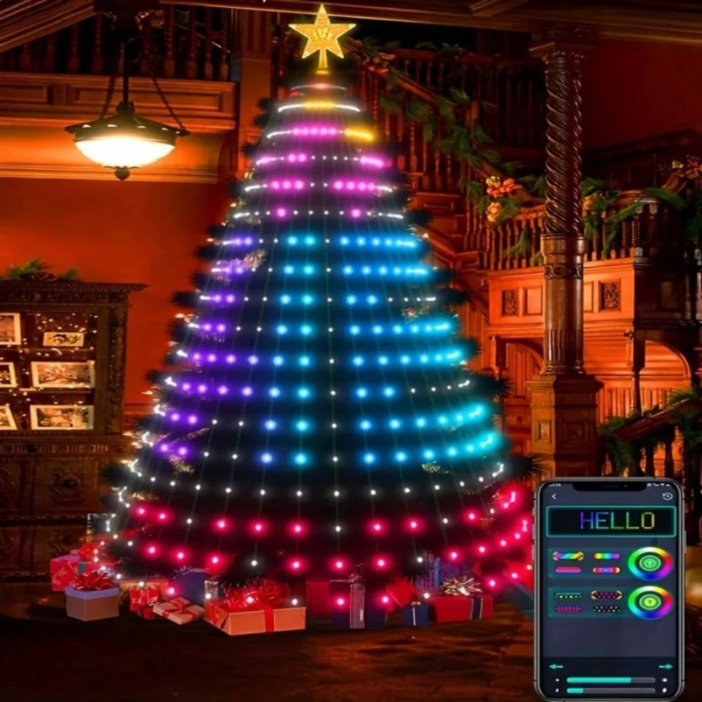 7ft Smart Christmas Tree Lights LED String Lights with Star Topper DIY Pattern Timer Music Sync APP Control for Xmas Tree Decor Vue