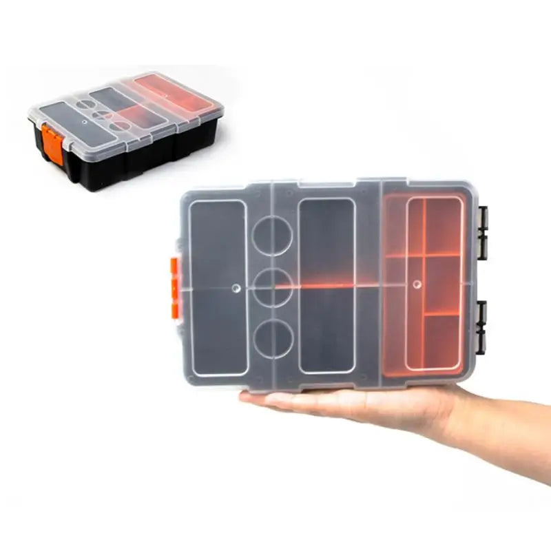 Multi Section Plastic Toolbox with 25 Grids Portable Hardware Storage Compartment for DIY Home Sewing Workshop Vue