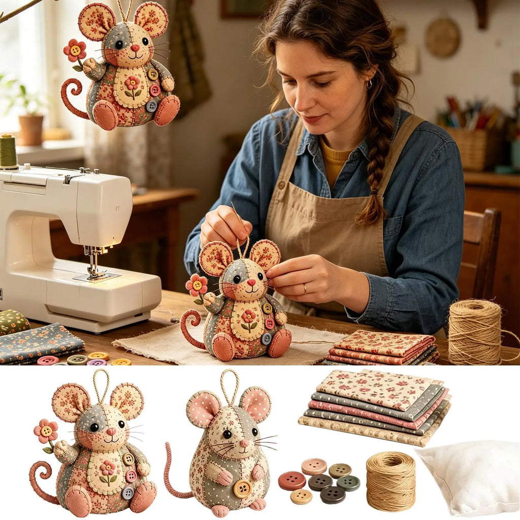 Mouse DIY Craft Material Kit Cute Mouse Ornament DIY Craft Handmade Animal Art Project Set for Beginners Women Hobbyists Vue