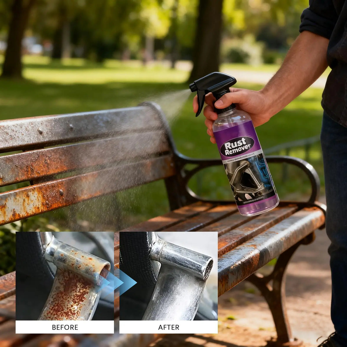100ml Multi-Purpose Rust Remover Spray for Metal Surfaces, Strong Elimination of Rust & Iron Buildup Iron Stain Cleaner Convert Vue