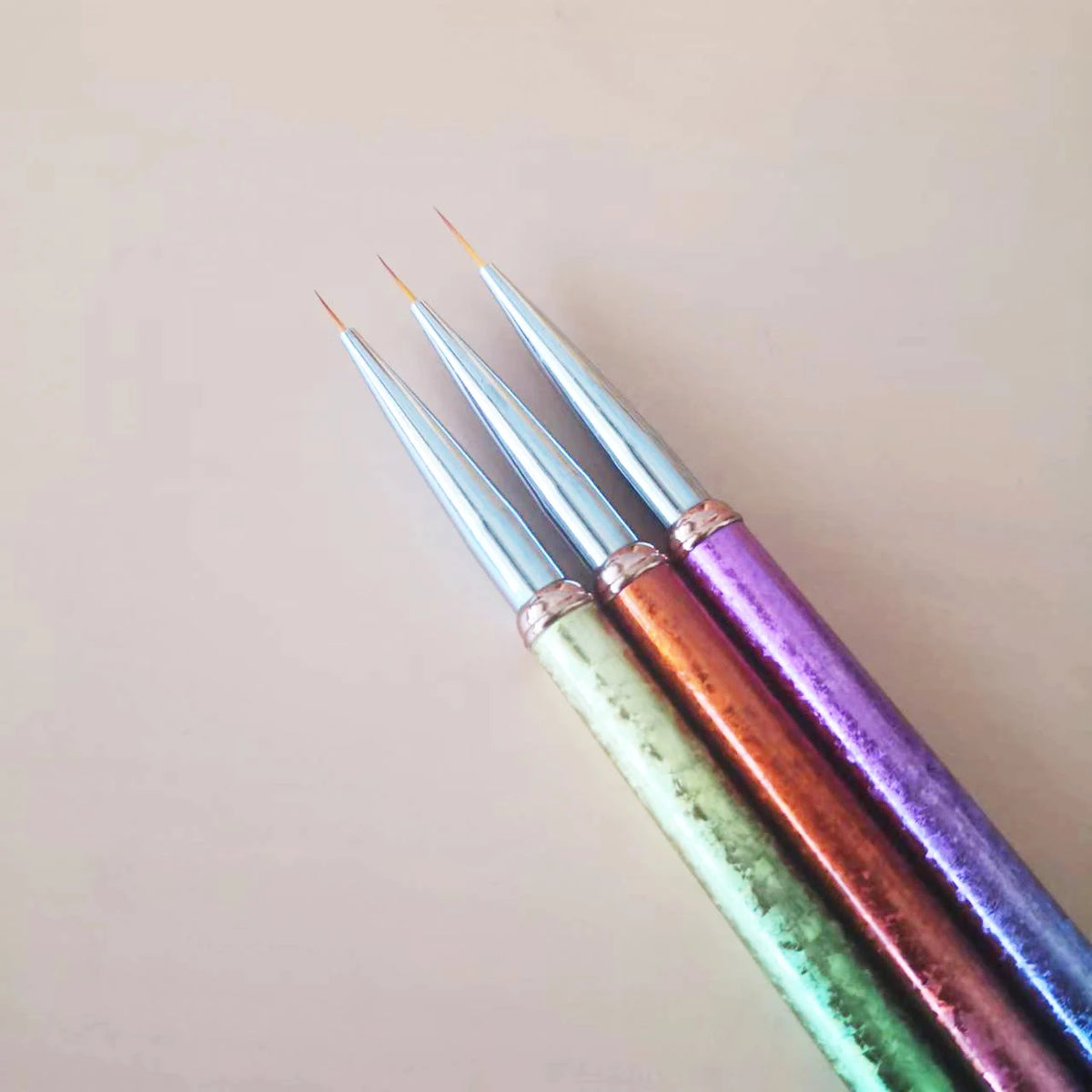 Professional Private Label 3 pcs Rainbow Color Nail Art Painting Brush Thin Liner Brush Vue