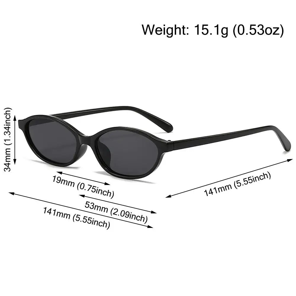 Retro Cat Eye Oval Sunglasses Lightweight Trendy Narrow Shades UV